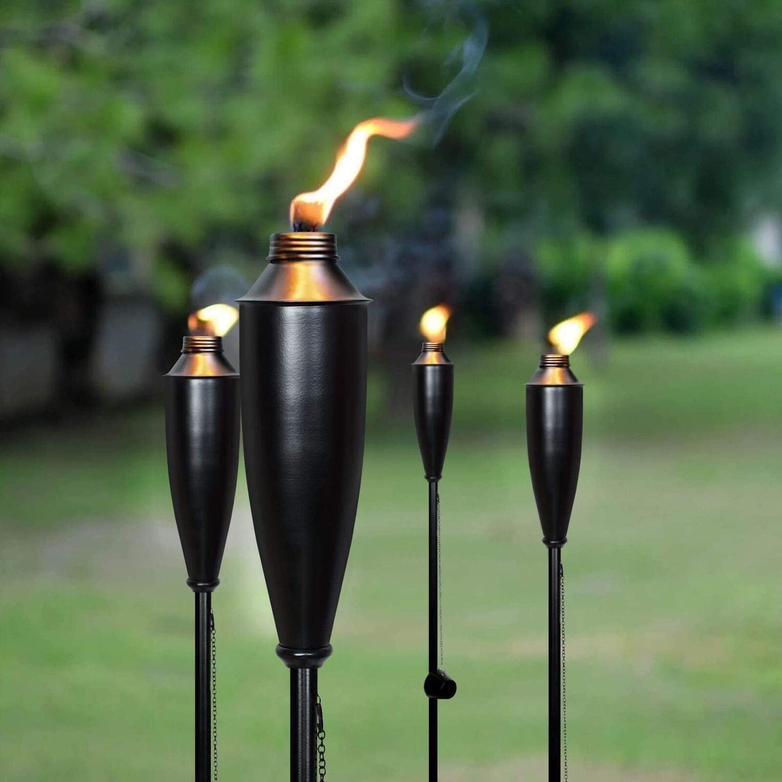 Garden Torches for outside - Deco Home Pack of 4 Metal Garden Torches Citrone...