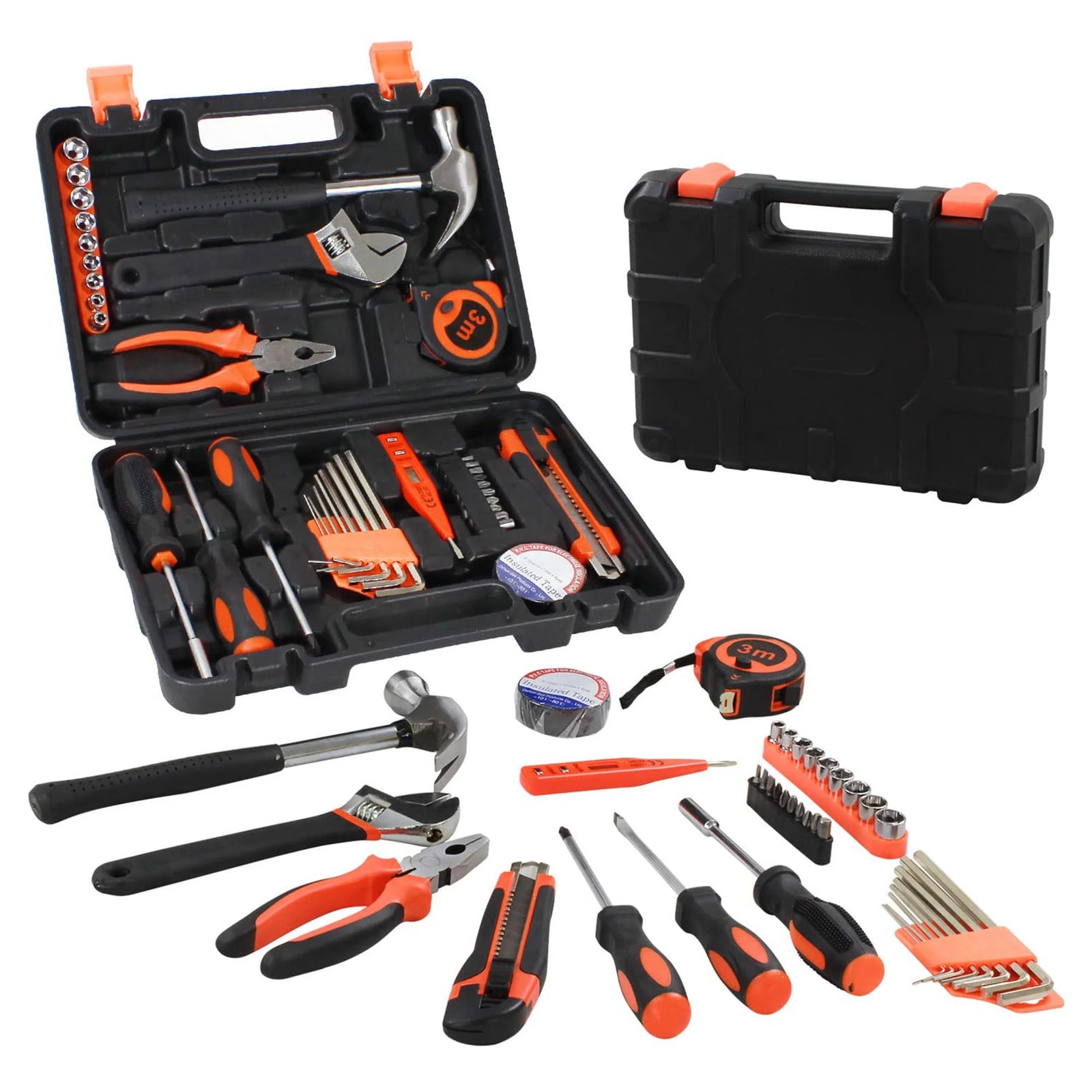 38 Piece Hand Tool Set, General Tool Kits for Household, Auto Hand Tool Kit with Plastic Tool Box Storage Case for DIY Home Repair, Mechanical Repair