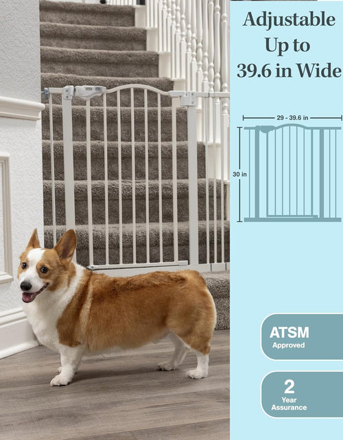 Load image into Gallery viewer, 29-39.6&quot; Baby Gate for Pets, Auto Close Both Sides Dog Gate with One-Hand Opening, 30&quot; Tall Safety Gates for Stairs, Hallways, Bedrooms, Wall Pressure Mount No Drill, White
