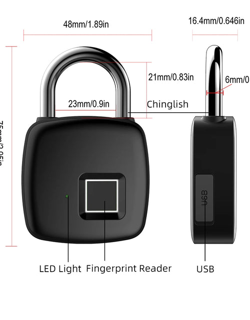 Load image into Gallery viewer, Fingerprint Lock Home Luggage Dormitory Locker Warehouse Door Security Electronic Padlock for Garage Doors,Luggage, Luggage
