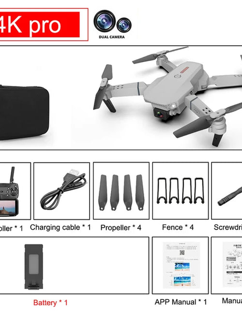 Load image into Gallery viewer, New Quadcopter E88 Pro WIFI FPV Drone with Wide Angle HD 4K Camera Height Hold RC Foldable Quadcopter Drone
