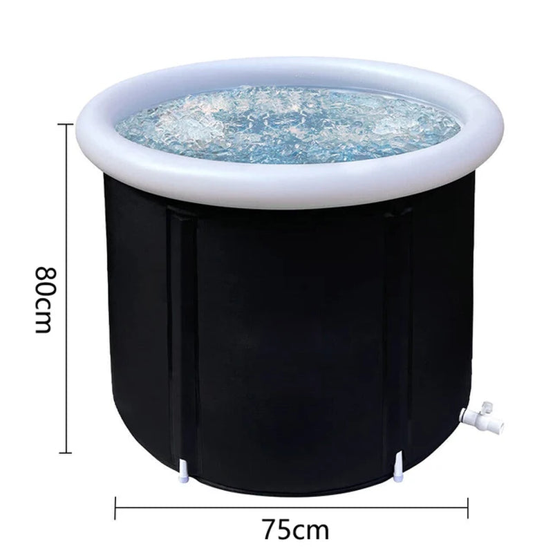 Portable Ice Bath Tub for Athletes Cold Water Therapy Hot Tub Folding Bathtub White/Black Cover Send by Random