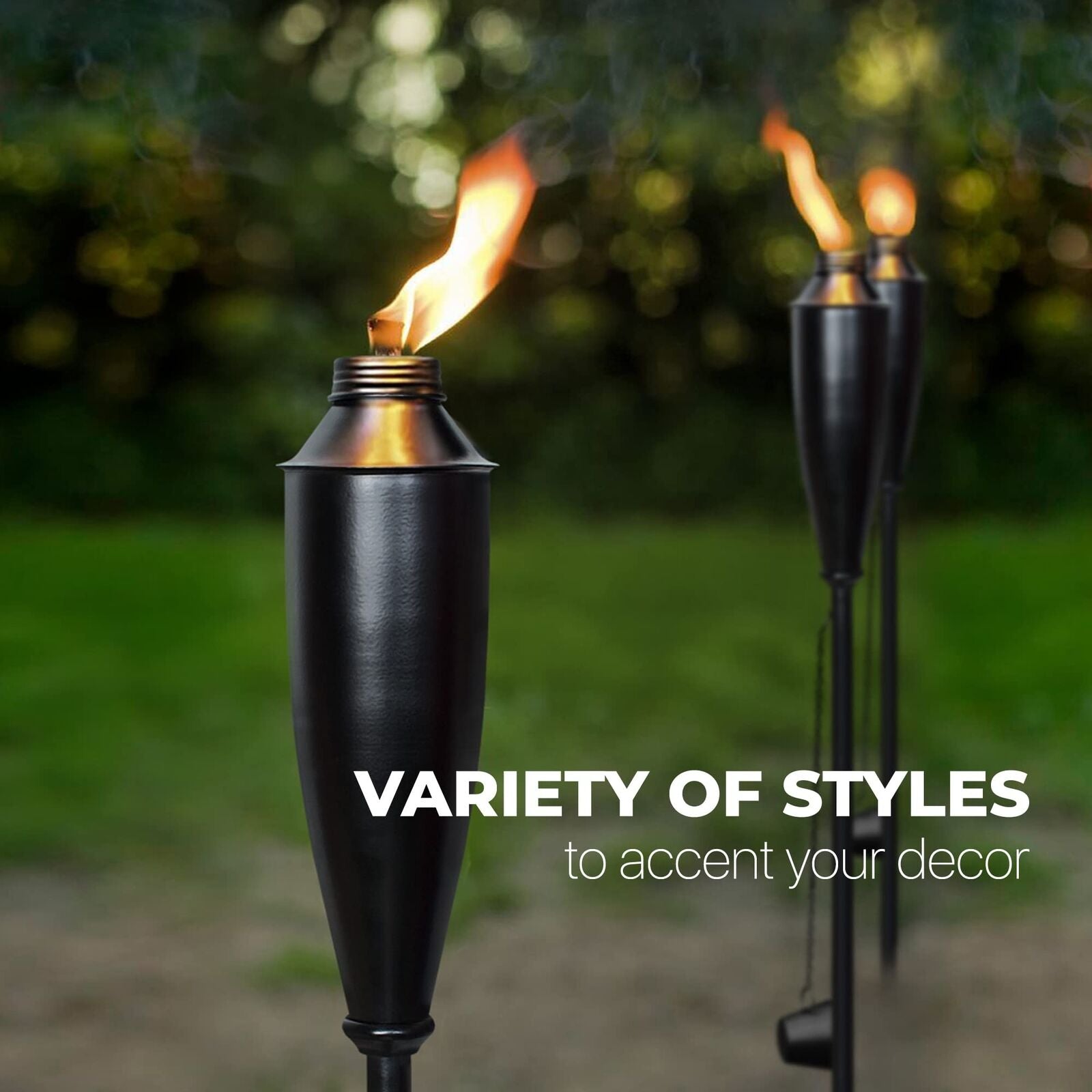 Garden Torches for outside - Deco Home Pack of 4 Metal Garden Torches Citrone...