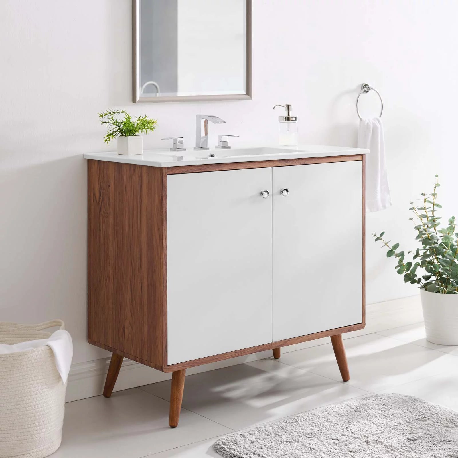 Transmit 36" Bathroom Vanity in Walnut White