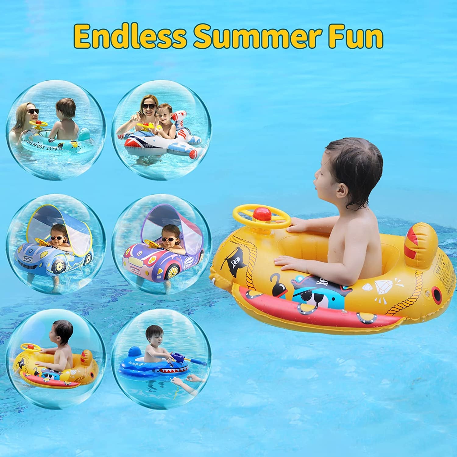 Inflatable Swim Float Seat Boat Pool Swim Ring for Toddler