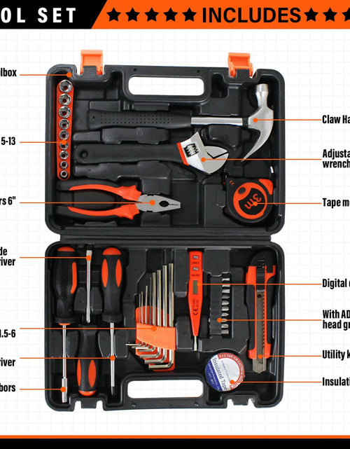 Load image into Gallery viewer, 38 Piece Hand Tool Set, General Tool Kits for Household, Auto Hand Tool Kit with Plastic Tool Box Storage Case for DIY Home Repair, Mechanical Repair
