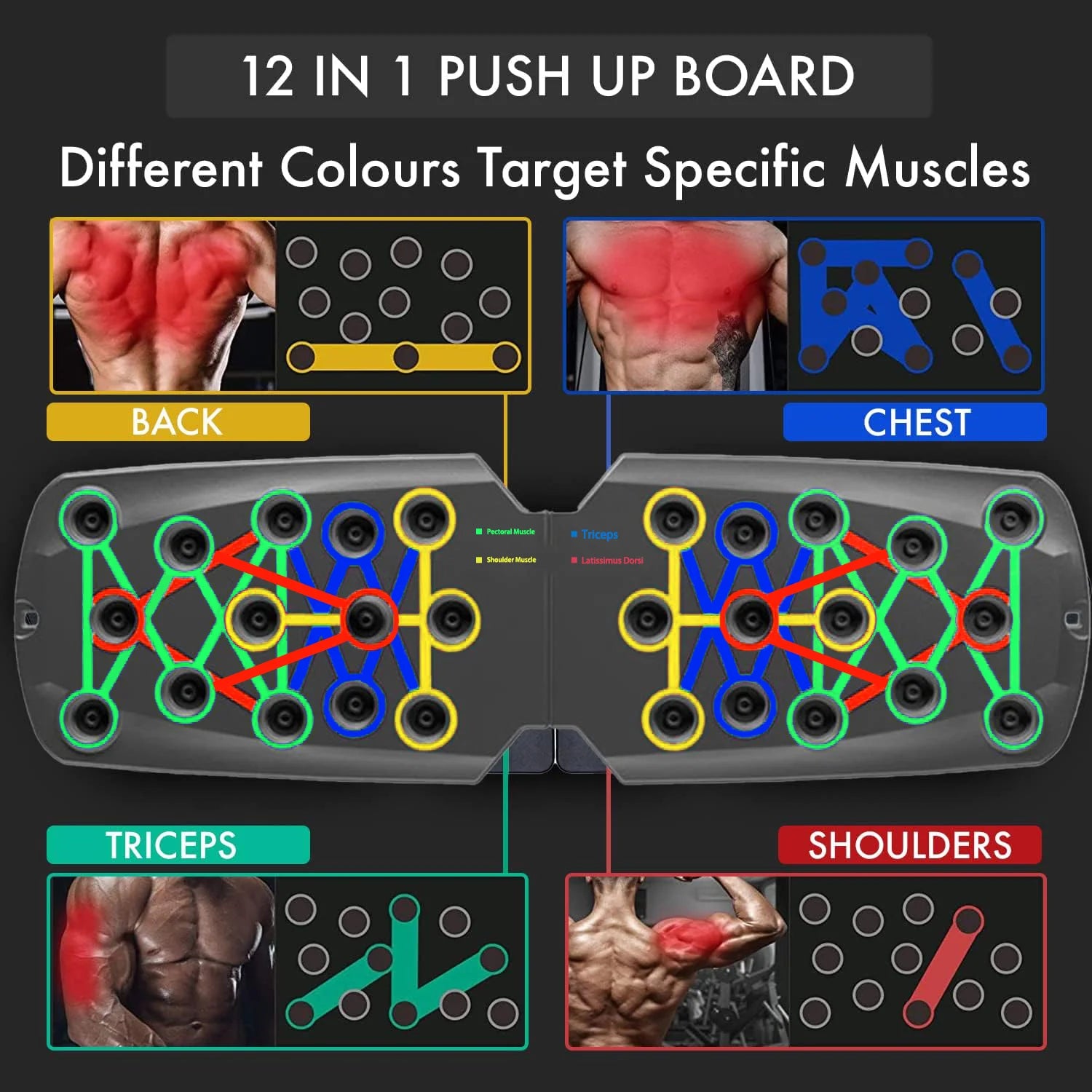 Portable Multifunctional Push-up Board Set With Handles Foldable Fitness Equipment For Chest Abdomen Arms And Back Training