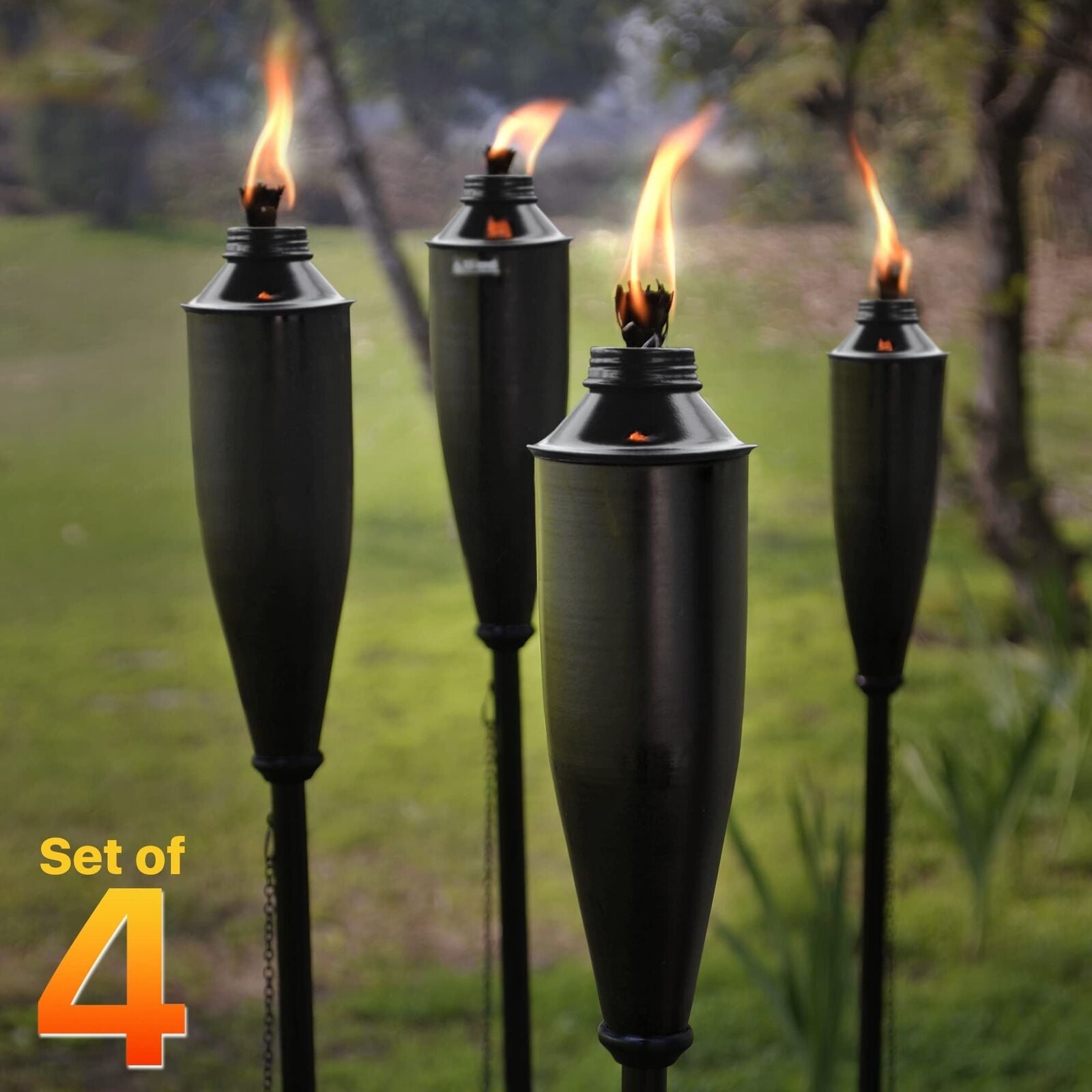 Garden Torches for outside - Deco Home Pack of 4 Metal Garden Torches Citrone...