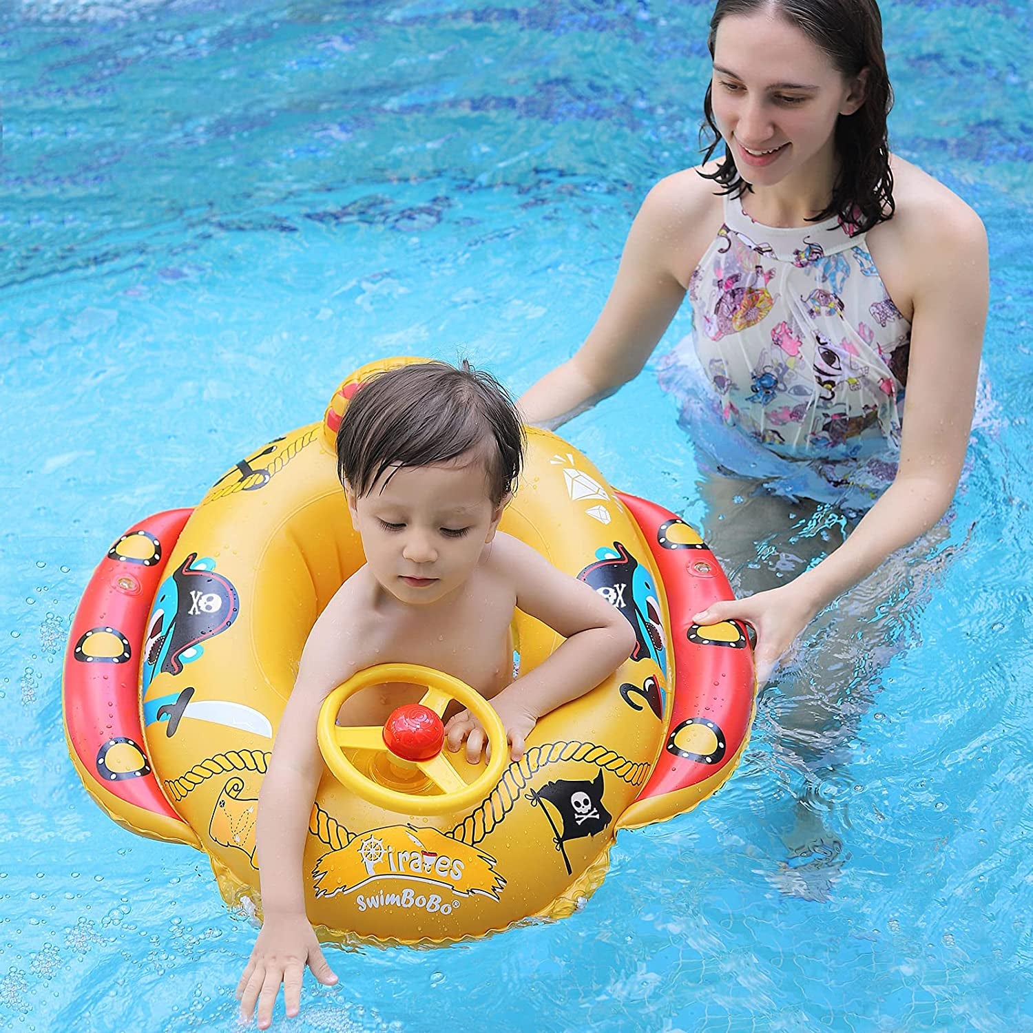 Inflatable Swim Float Seat Boat Pool Swim Ring for Toddler