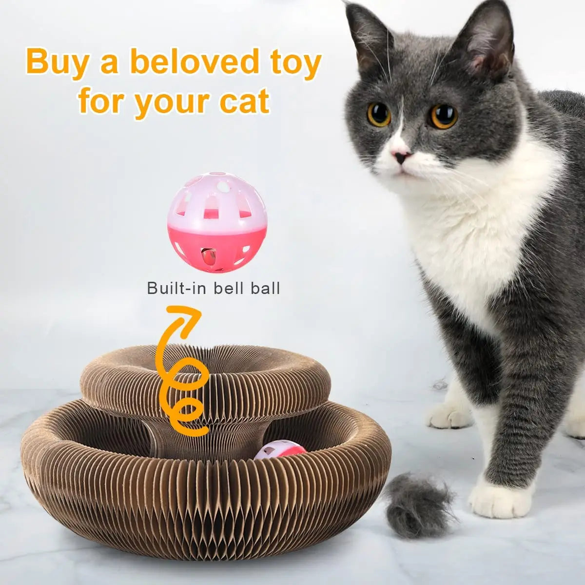 Magic Cat Scratch Organ Board Cat Toy with Ball Cat Grinding Claw Cat Climbing Frame Kitten round Corrugated Cat Scratching Toy