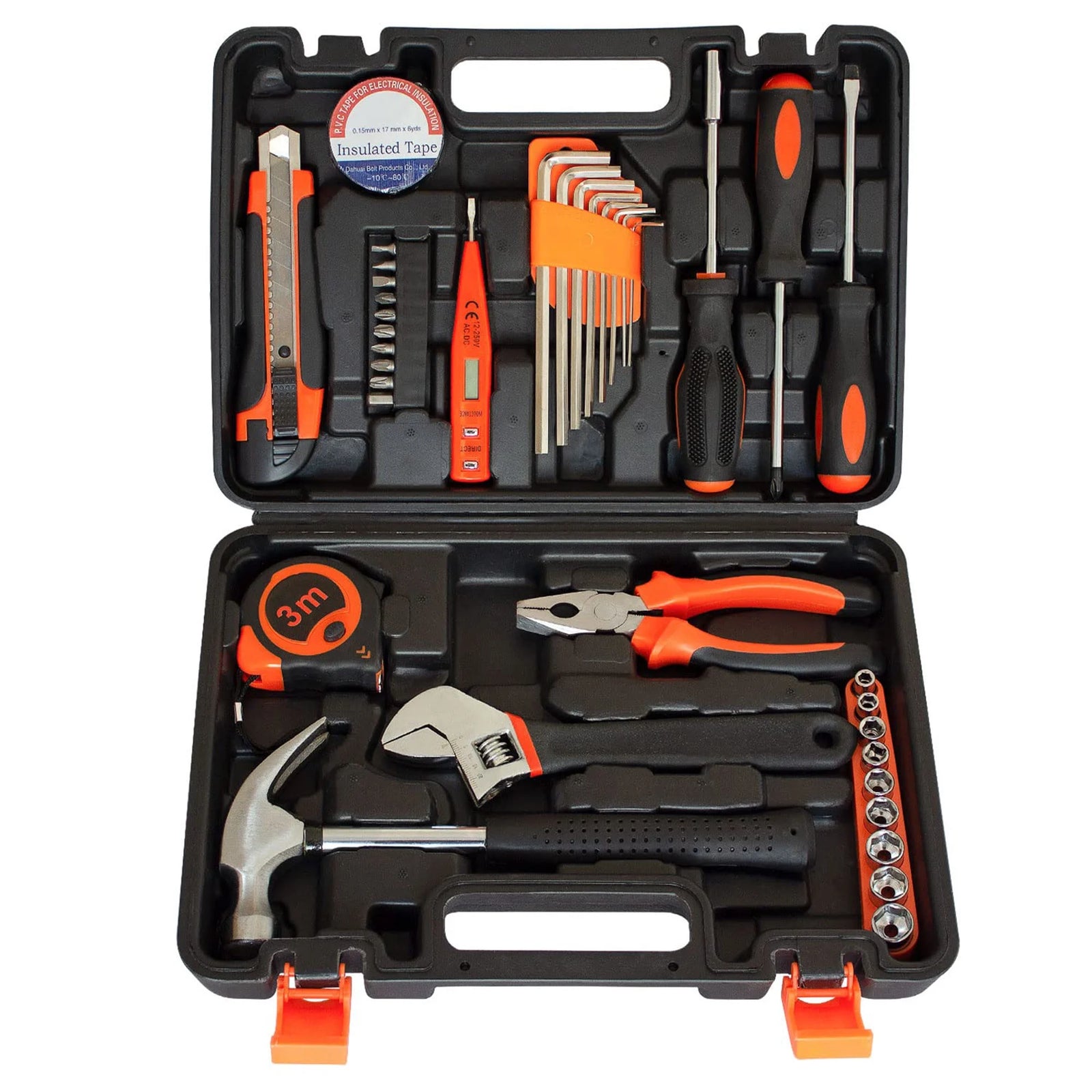 38 Piece Hand Tool Set, General Tool Kits for Household, Auto Hand Tool Kit with Plastic Tool Box Storage Case for DIY Home Repair, Mechanical Repair