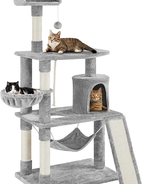 Load image into Gallery viewer, 63.5In Multi-Level Cat Tree Tower Condo with Scratching Posts, Platform &amp; Hammock, Cat Activity Center Play Furniture for Kittens, Cats, and Pets
