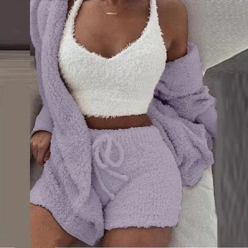 Fluffy Pajamas Women Casual Sleepwear